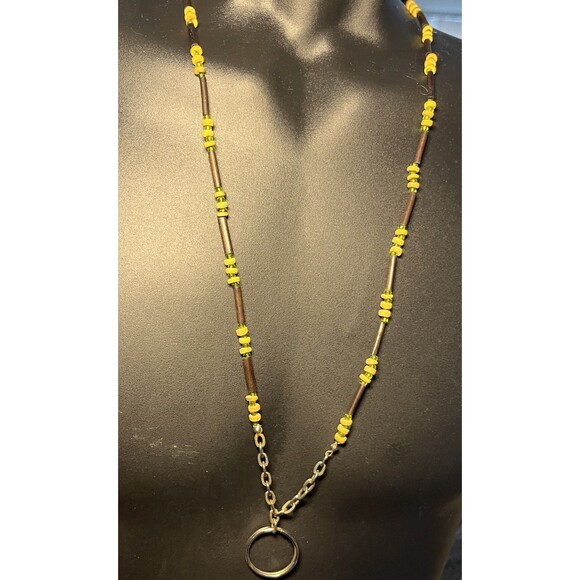 Unbranded Accessories - Beaded Lanyard ID Badge Holder Necklace Brown and Tan Beads Approx 30"